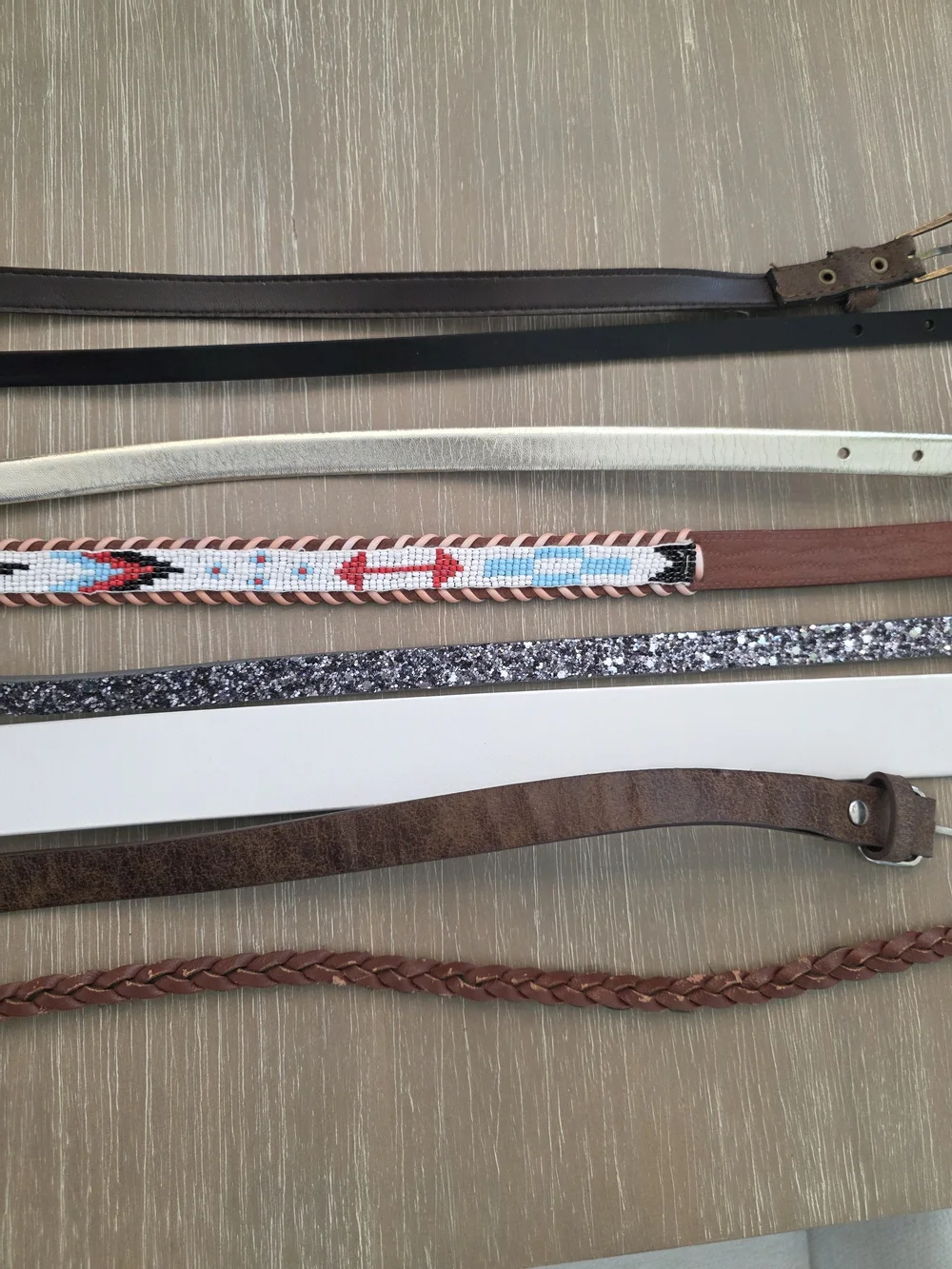 8 Women's Fashion Belts - Brown, Black, White, Pink, Silver, Tan